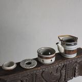 Mid-century striped ceramic teapot set | Scandinavia