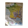 Carte de France scolaire double face plastifiée Mdi 1973