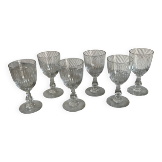 Set of six Saint Louis liana-style glass stemmed glasses