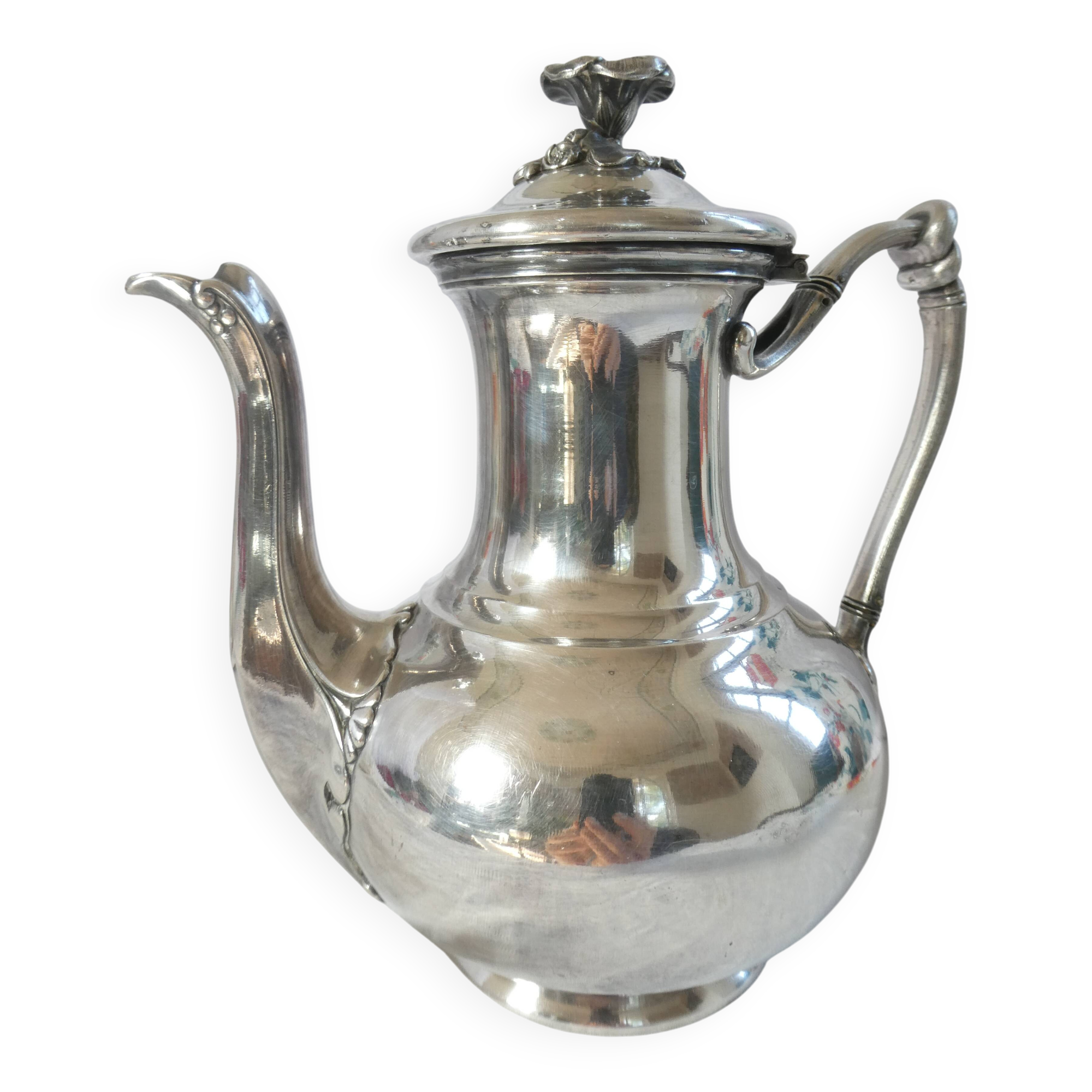 Christofle teapot, coffee pot silver-plated metal 19th art nouveau