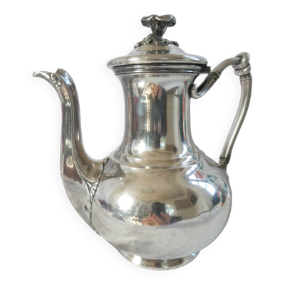 Théière Christofle, verseuse cafetière metal argenté XIXe art nouveau