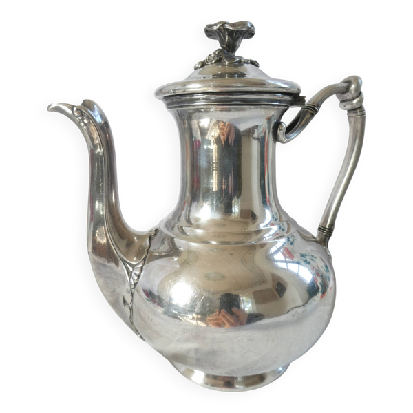 Théière Christofle, verseuse cafetière metal argenté XIXe art nouveau