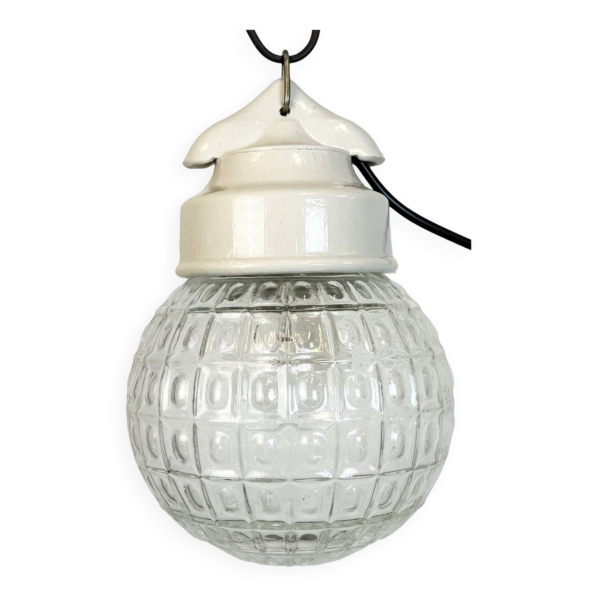 Vintage White Porcelain Pendant Light, 1970s