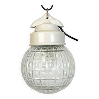 Vintage White Porcelain Pendant Light, 1970s