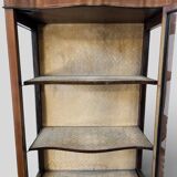 vintage wooden display cabinet with curved glass