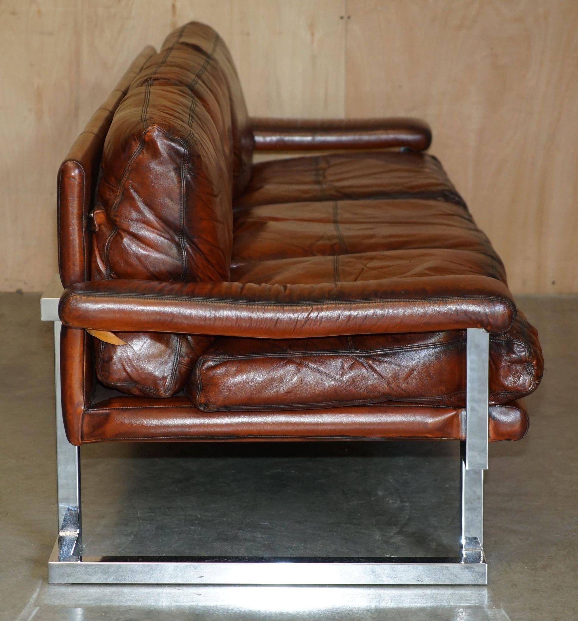 Restored suite Tim Bates for Pieff Mandarin leather chrome hardwood.