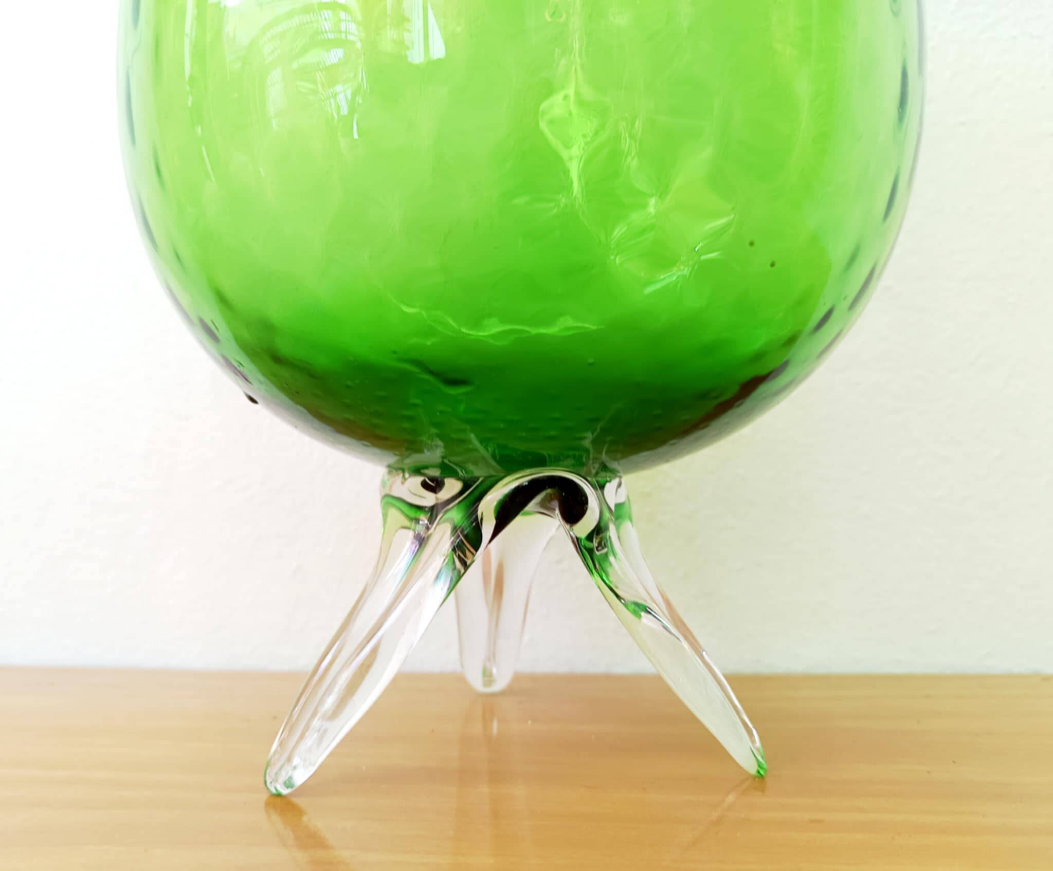 Green Empoli glass tealight vase
