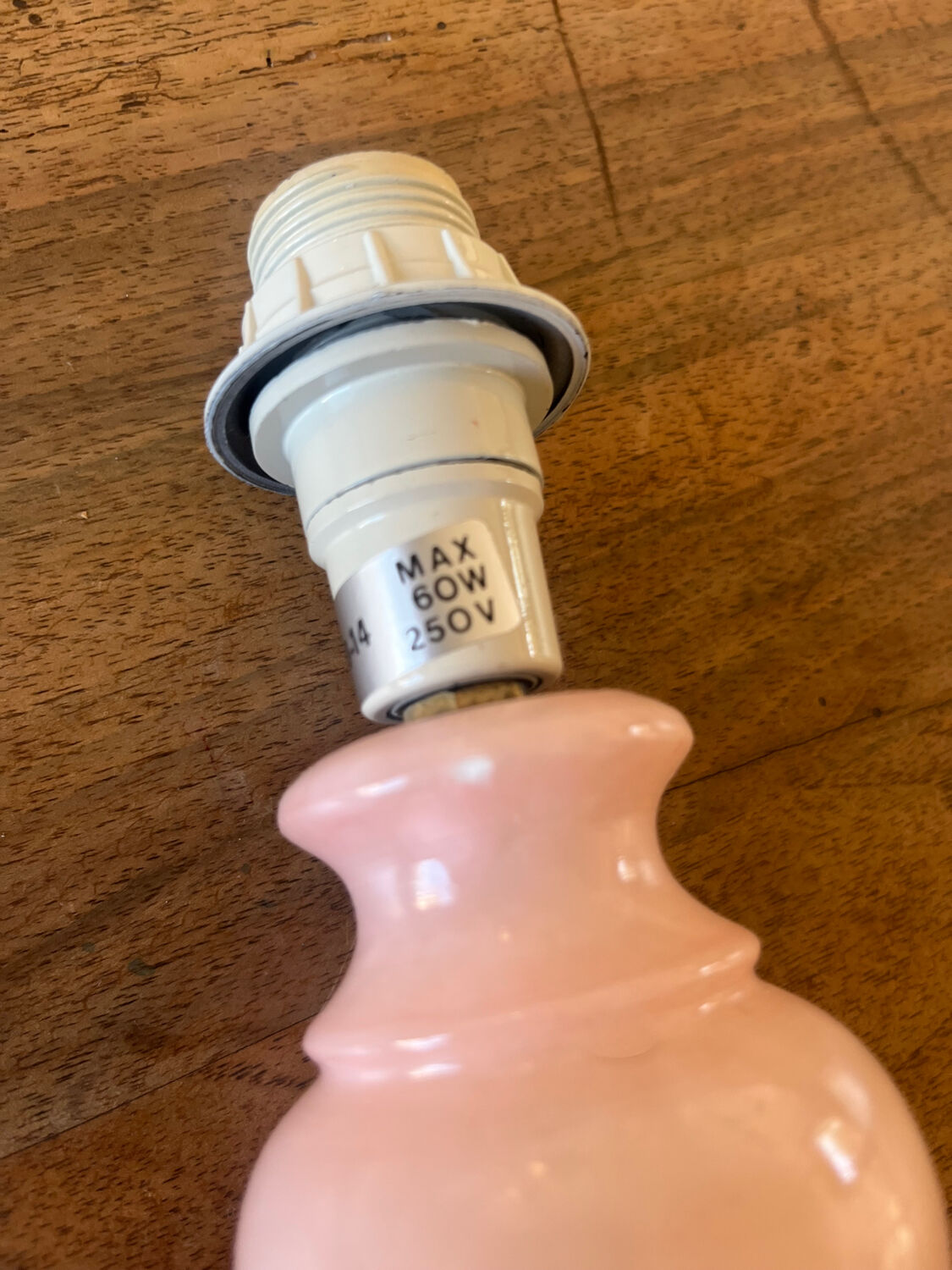 Antique lamp base in rose quartz