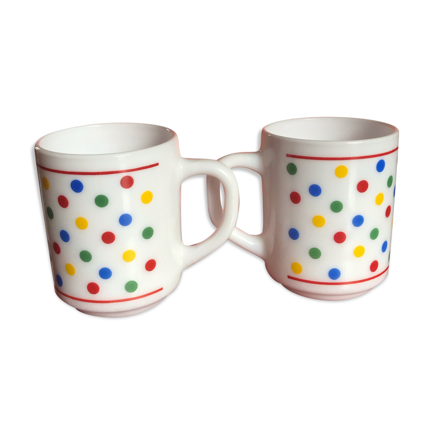 Lot de deux mug arcopal à pois vintage