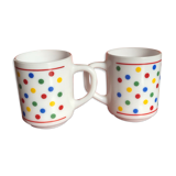 Set of two vintage polka dot arcopal mug