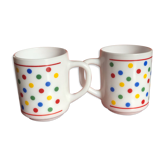 Set of two vintage polka dot arcopal mug
