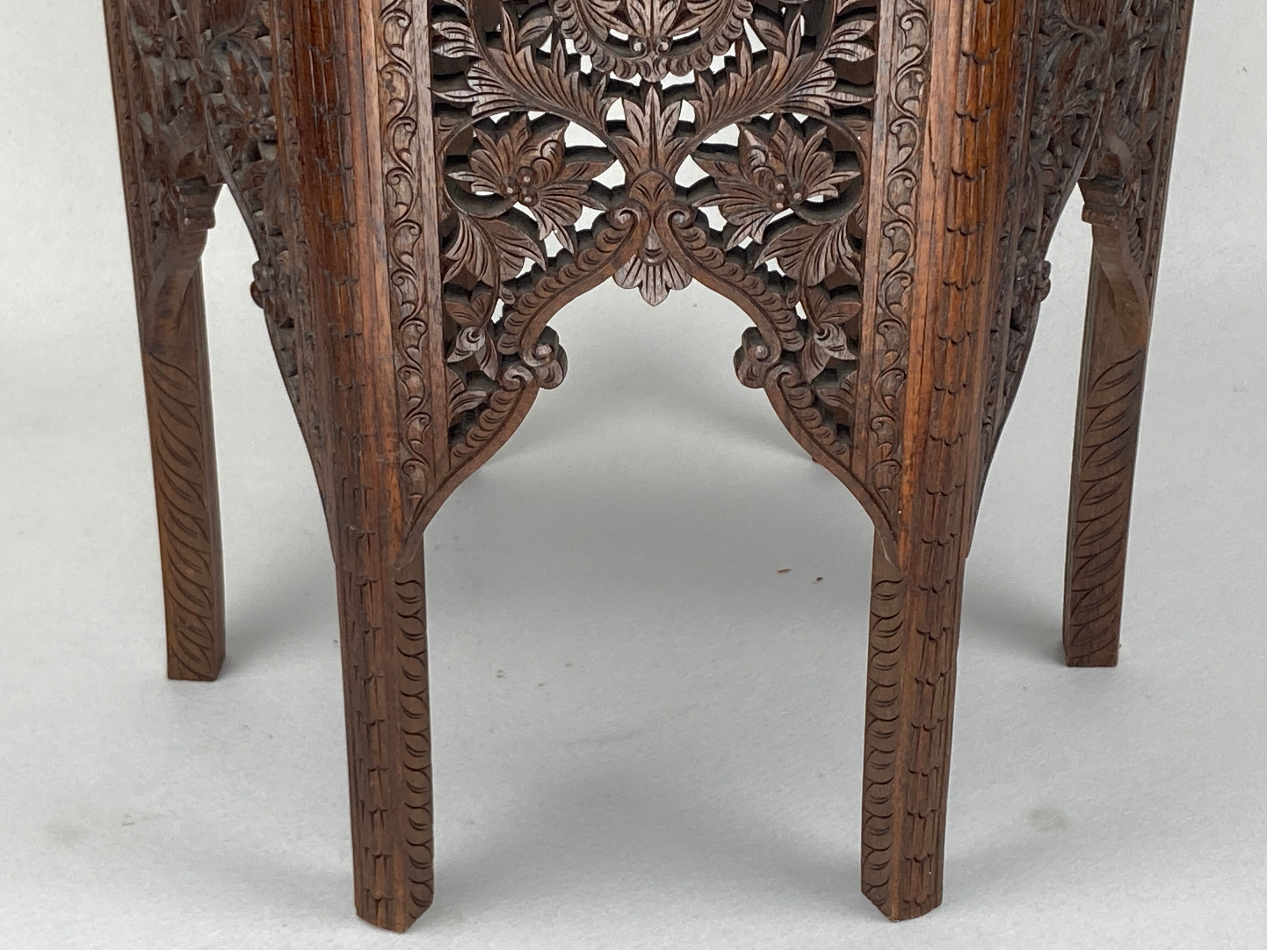Antique 19th century burmese hand carved side or end table