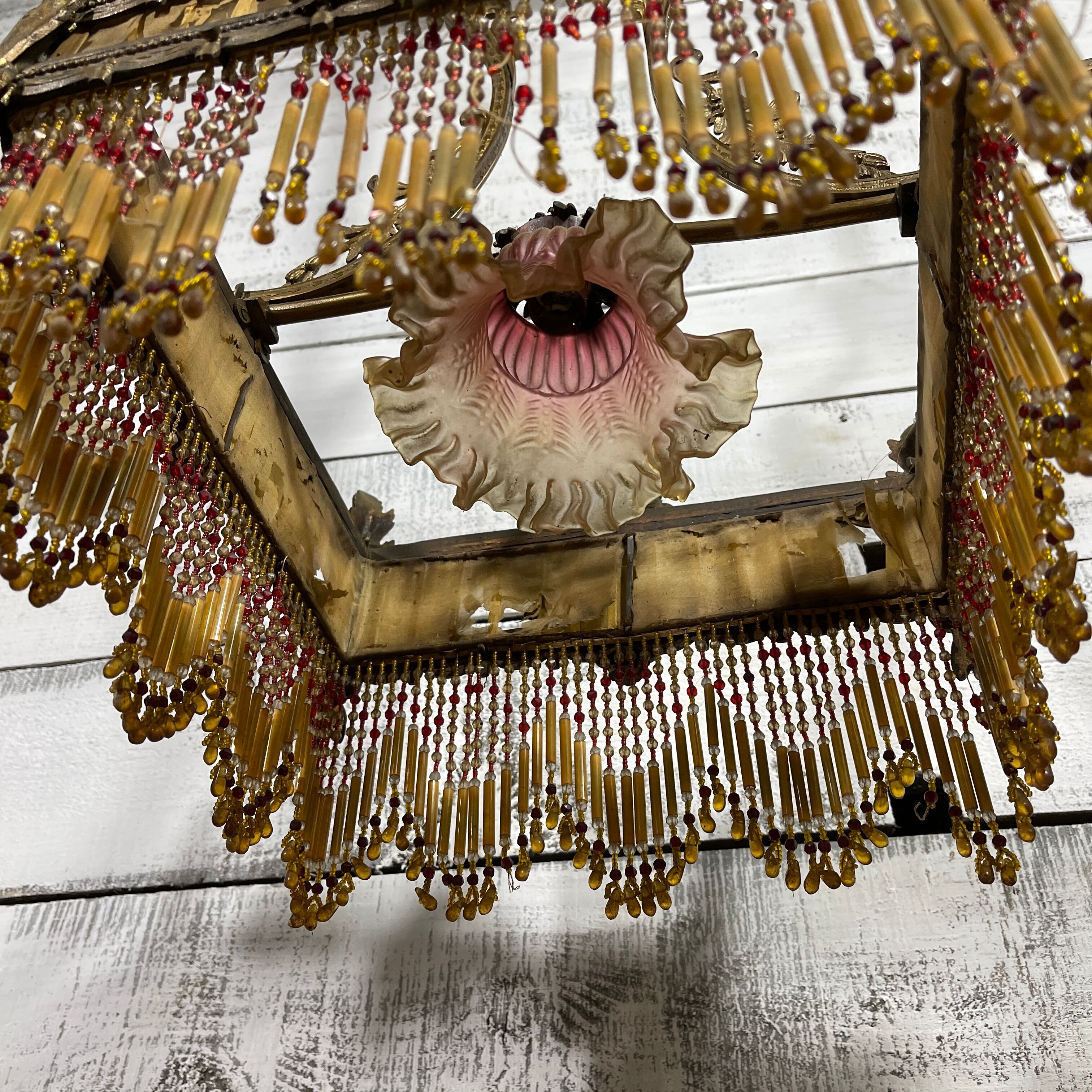 Antique brass chandelier