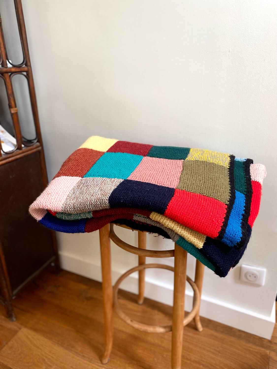 Handmade wool crocheted Granny square blanket
