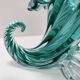 Teal Murano Glass Cornucopia Vase by Archimede Seguso, Italy