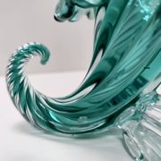 Teal Murano Glass Cornucopia Vase by Archimede Seguso, Italy