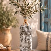 Sculptural vase with a stone effect. Wabi-sabi. Bohemian.