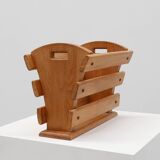 Mid-century Magazine Rack in full oak, France 1960s