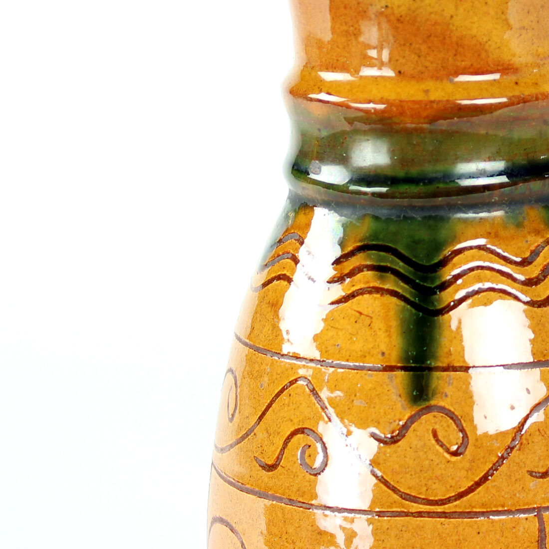 Brown ceramic vase, folk art, Czechoslovakia 1950s