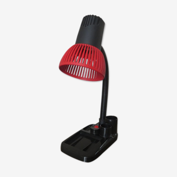 Lampe de bureau rouge et noire avec rangements années 80 era Memphis