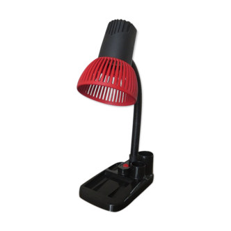 Lampe de bureau rouge et noire avec rangements années 80 era Memphis