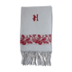 Serviette dammassée rouge et blanc avec initiale "h"