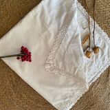 Taie d oreiller ancienne coton et dentelle .