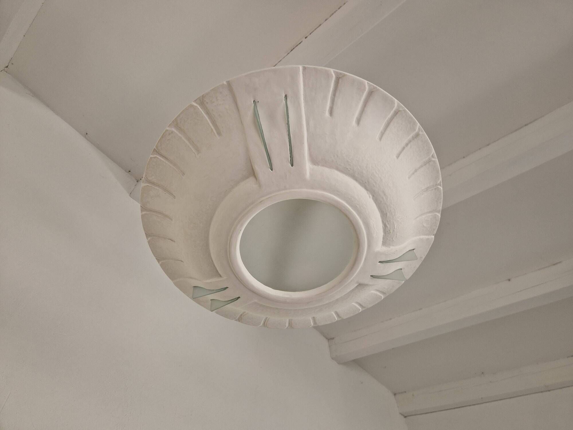 Plaster and frosted glass chandelier by Maison Arlus circa 1950