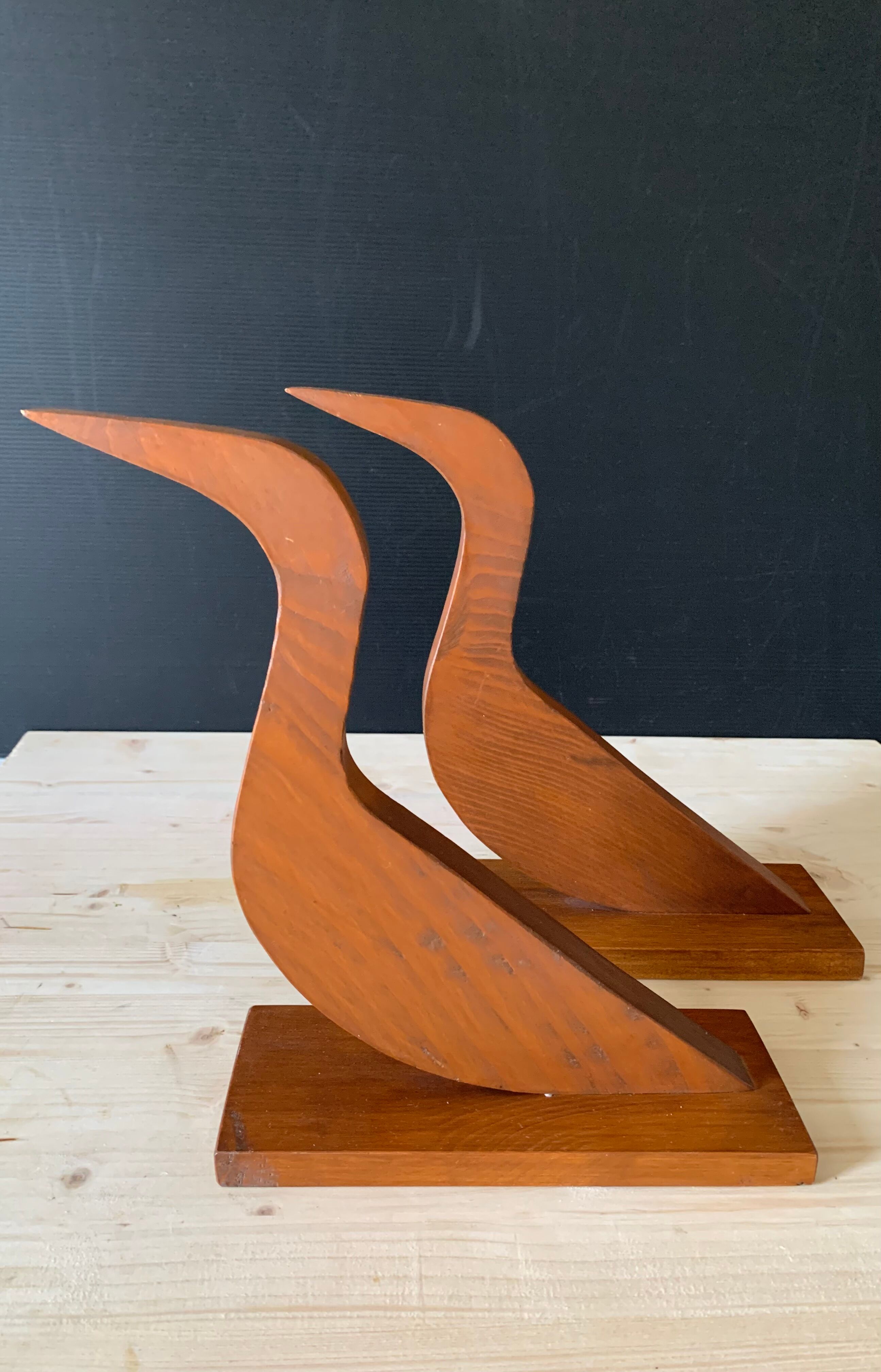 Vintage wood bird sculptures