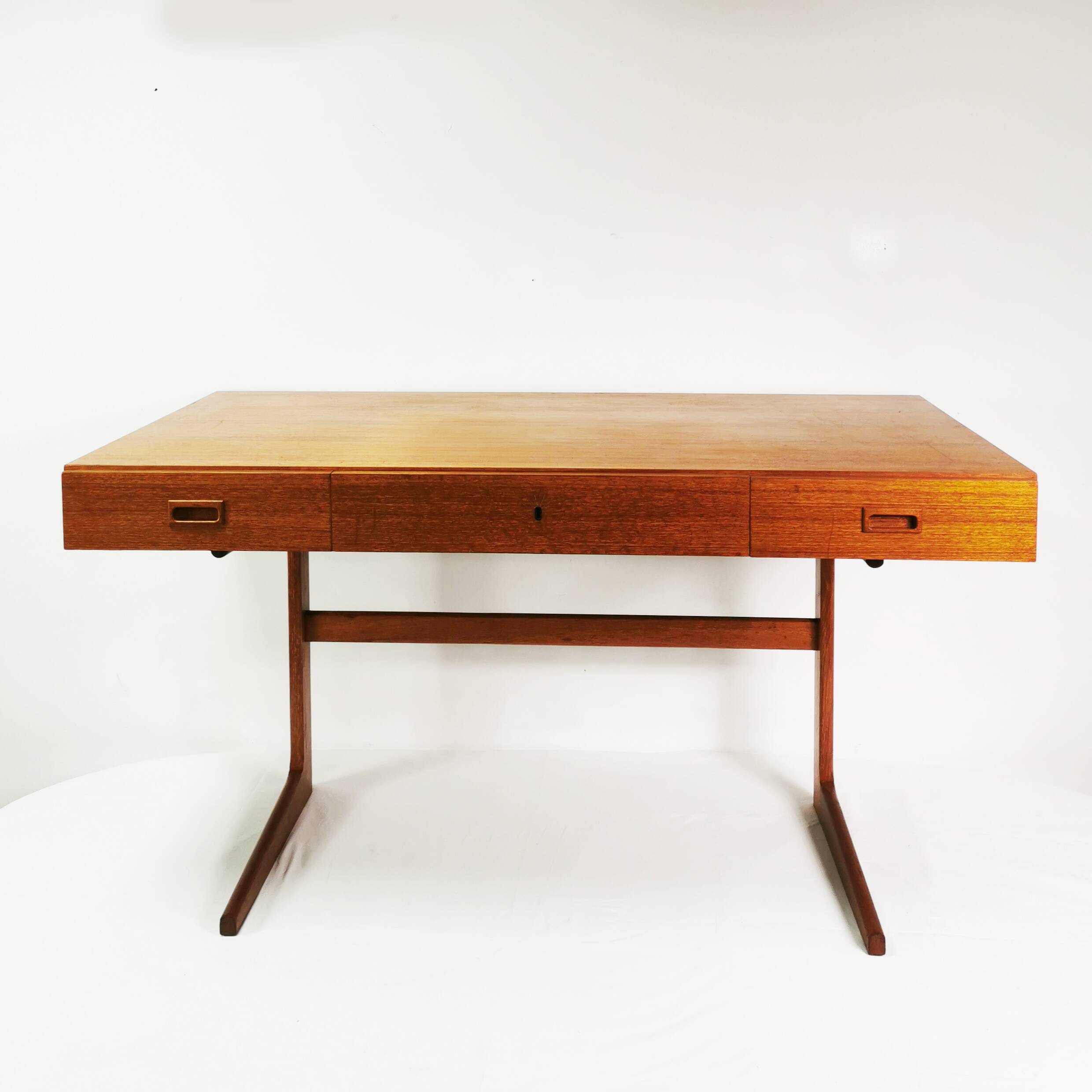 Modernist teak desk, designed by Gorg Petersen, Denmark, 1960s