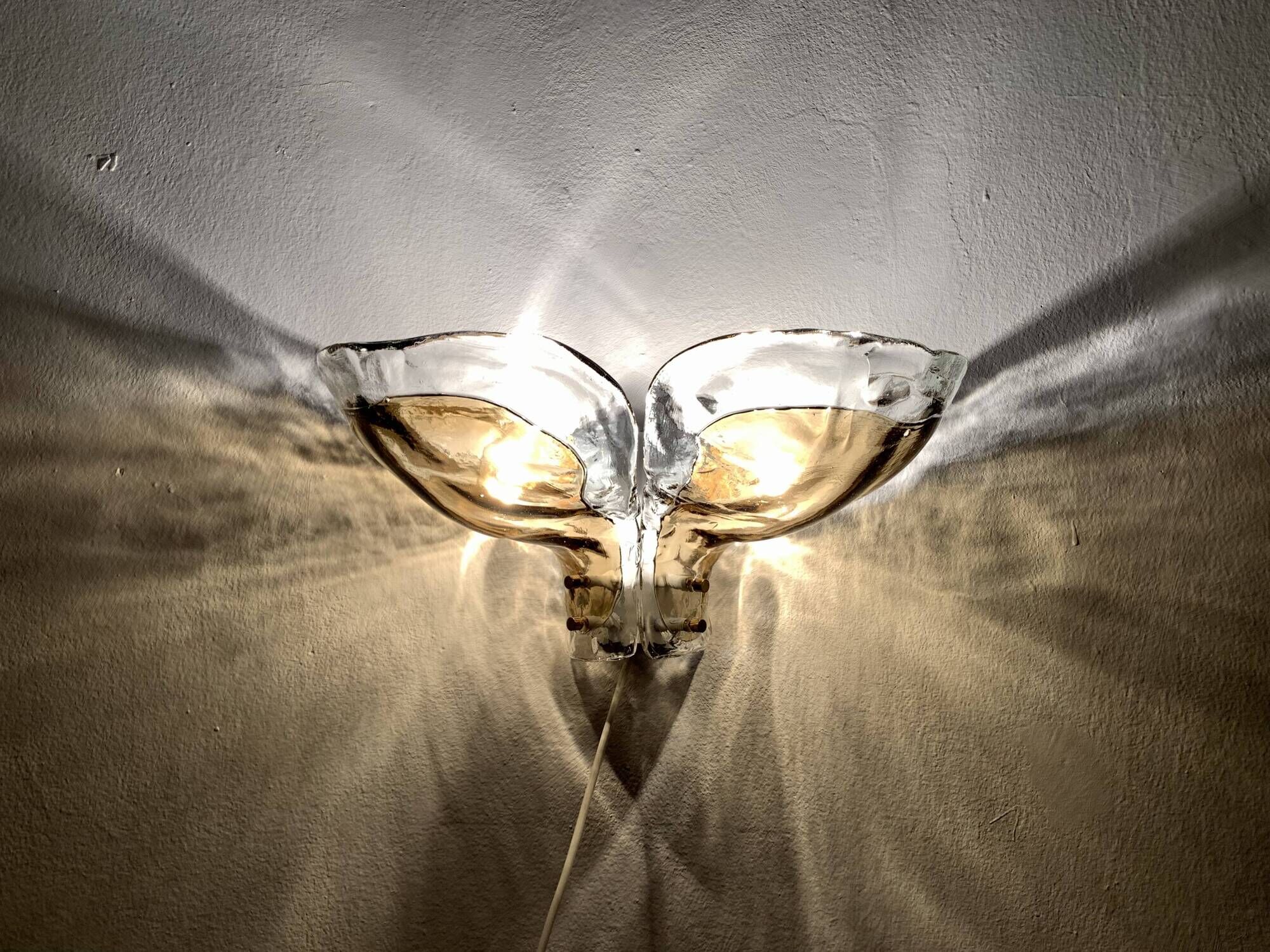 Set of 2 Smoked Glass Wall Lamps by J.T. Kalmar