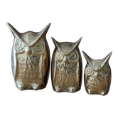 Owls in vintage brass trio