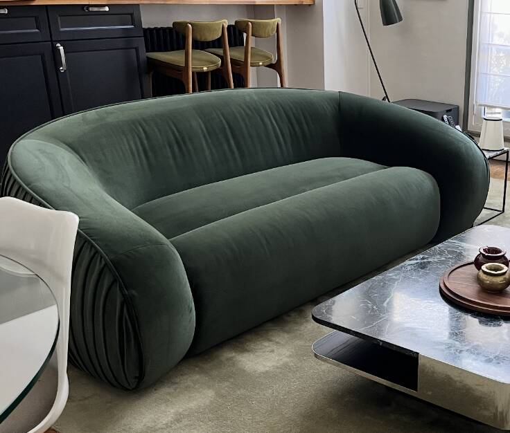Emet three seater sofa, velvet deep soho home