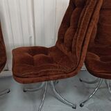 Set of 6 chrome velvet bucket chairs from the 70s