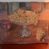 Still life painting with bunches of grapes