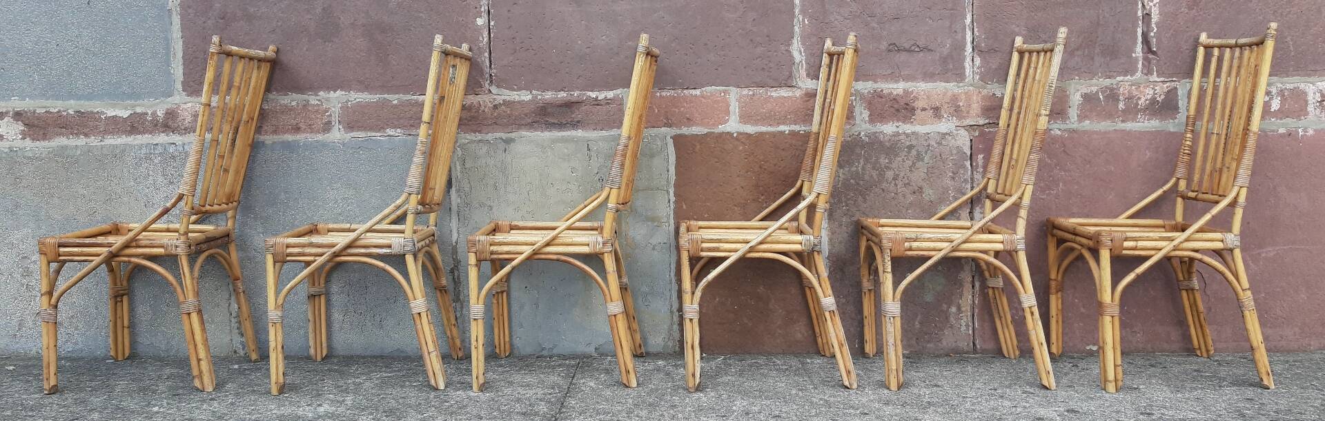 Chaises en bambou et rotin (lot de 6)