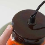 Vintage ceramic pendant light: 1970s rustic handmade chandelier