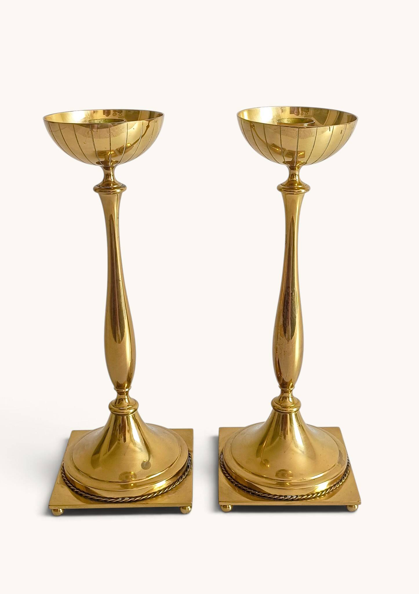 Scandinavian Modern Brass Candlesticks by Gunnar Ander for Ystad Metall