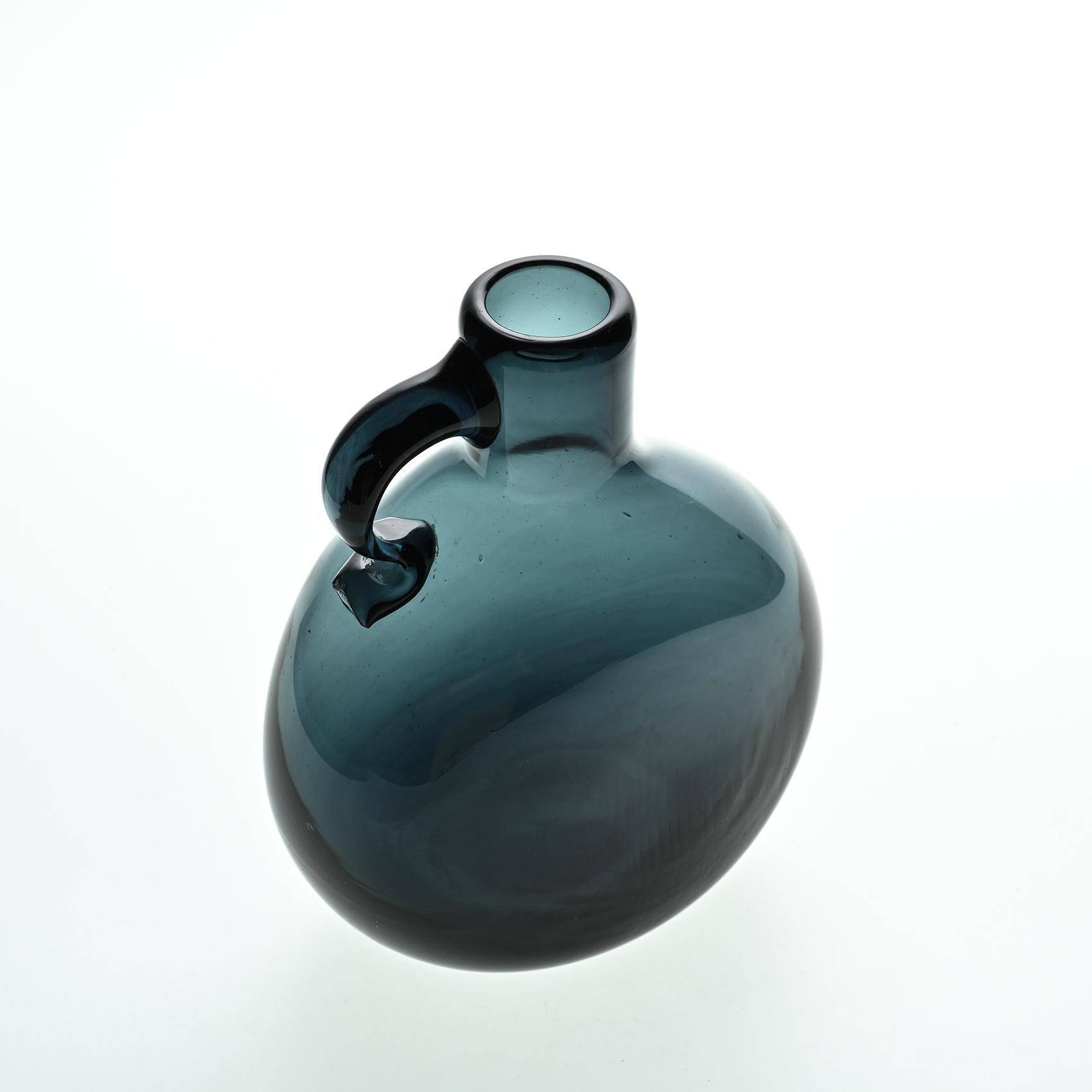 Deep blue blown glass jug by Claude Morin, Dieulefit circa 1970