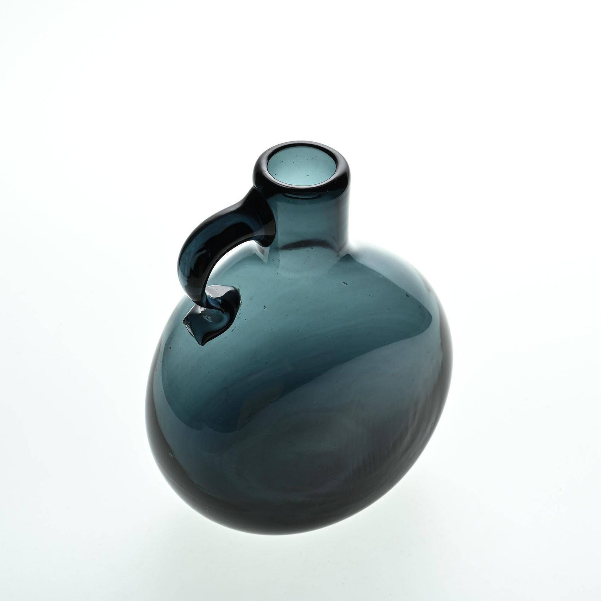 Cruche en verre soufflé bleu par Claude Morin, Dieulefit vers 1970