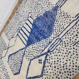 Vintage Azilal rug 310x246 cm - Blue geometric patterns