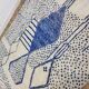 Vintage Azilal rug 310x246 cm - Blue geometric patterns
