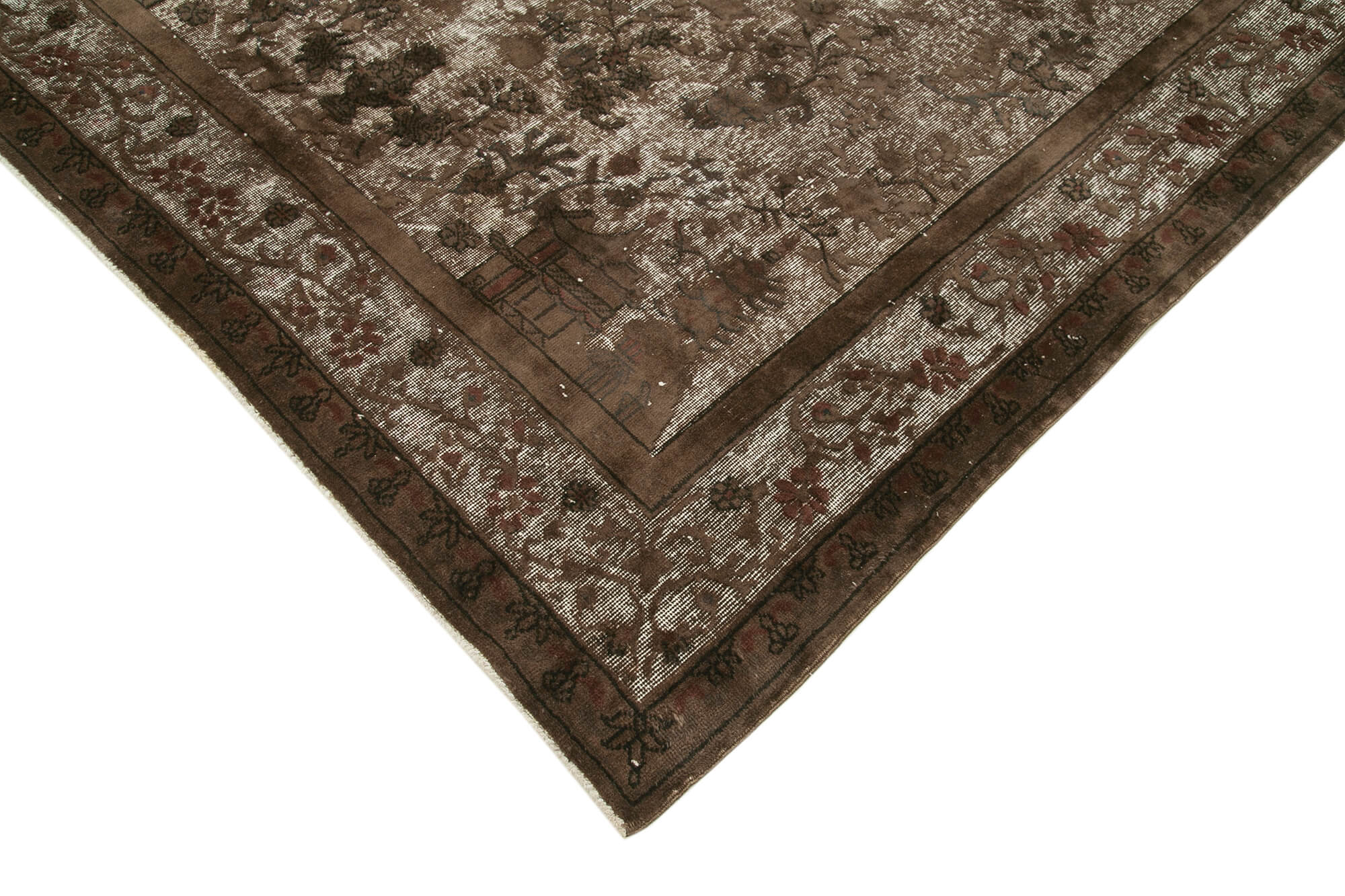 Handmade rustic anatolian 1970s 209 cm x 297 cm brown rug