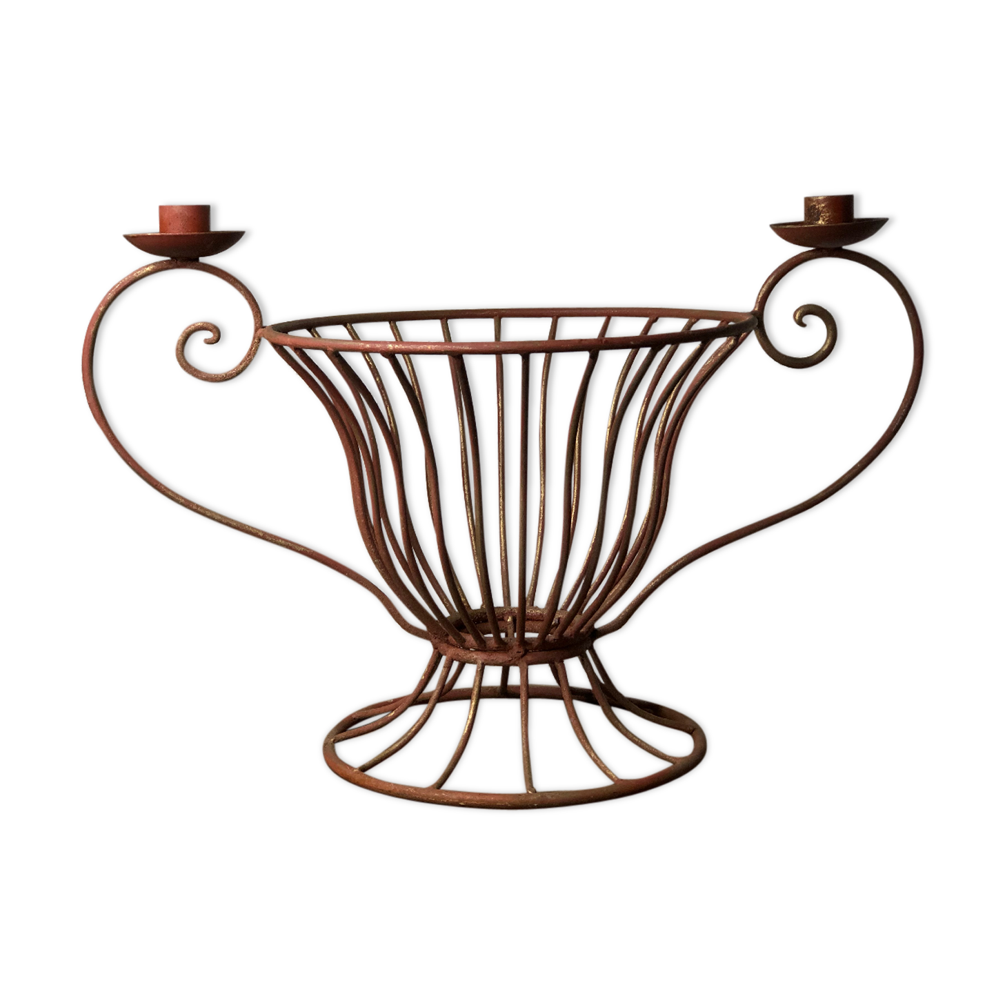 Metal basket with candlesticks