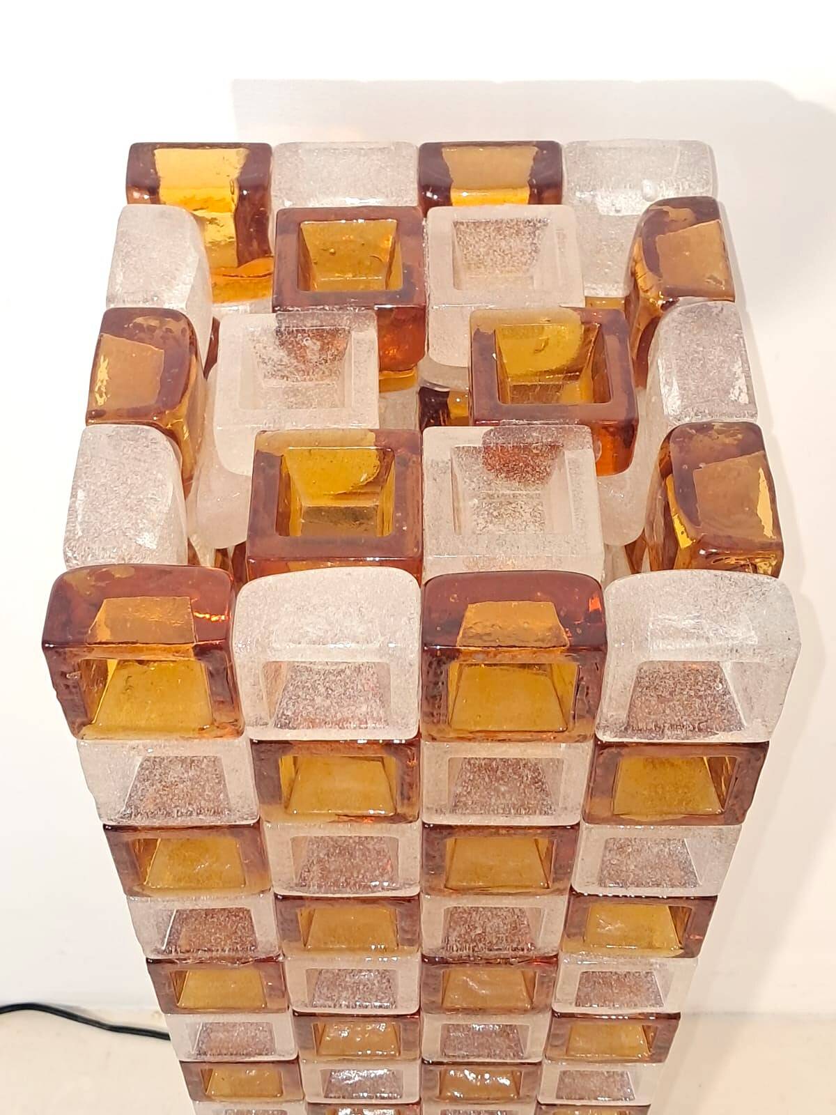 Floor Lamp in Amber and Crystal Pulegoso Glass by Poliarte, Italy, 1970s