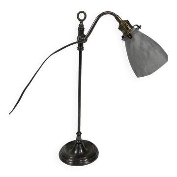 French desk lamp with glass shade, adjustable, 1930s