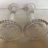 Pair of Val Saint Lambert candlesticks with diamond tips