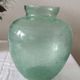 Cracked glass round vase in water green, 19 cm