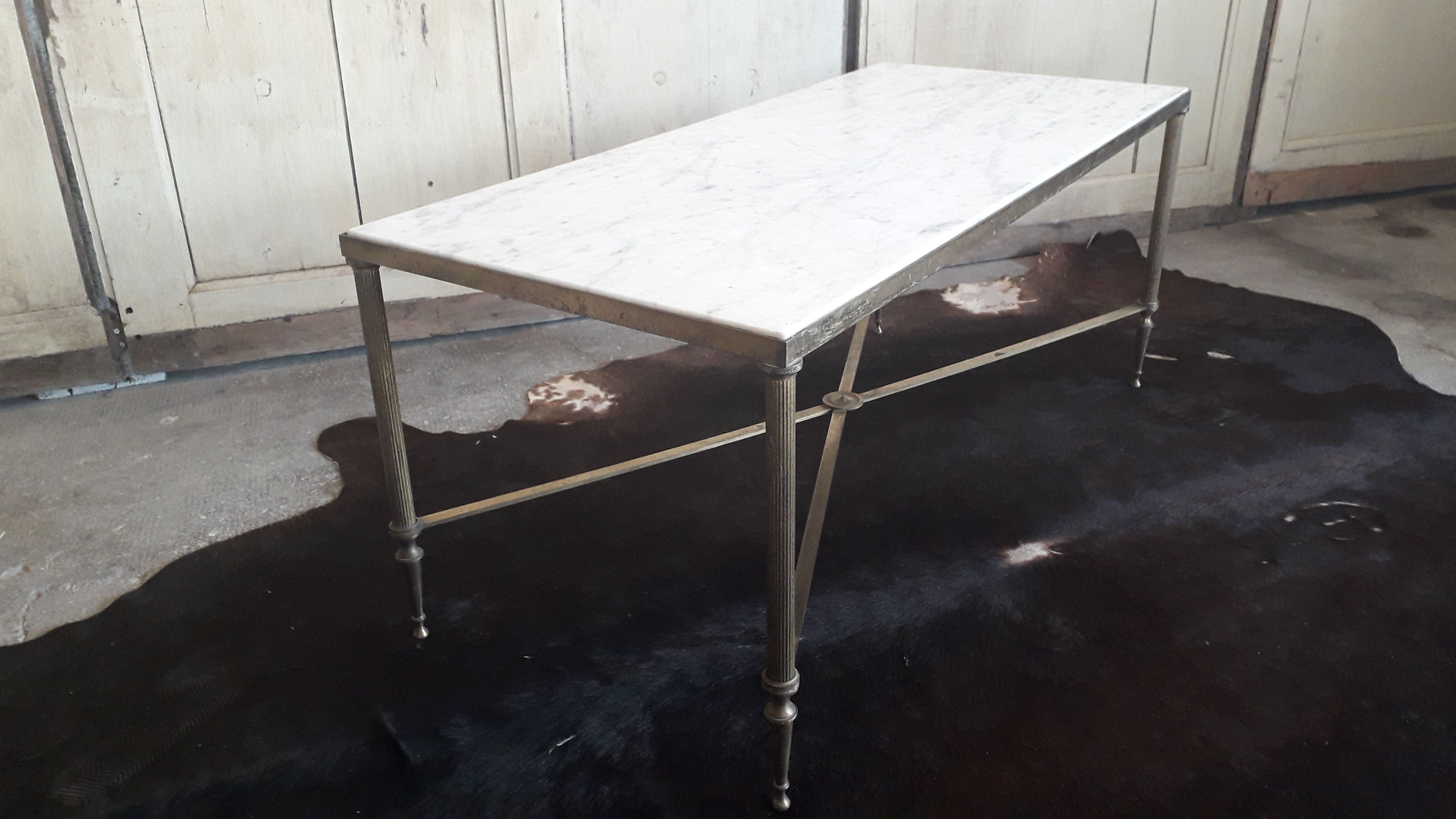 Coffee table marble and gilded metal