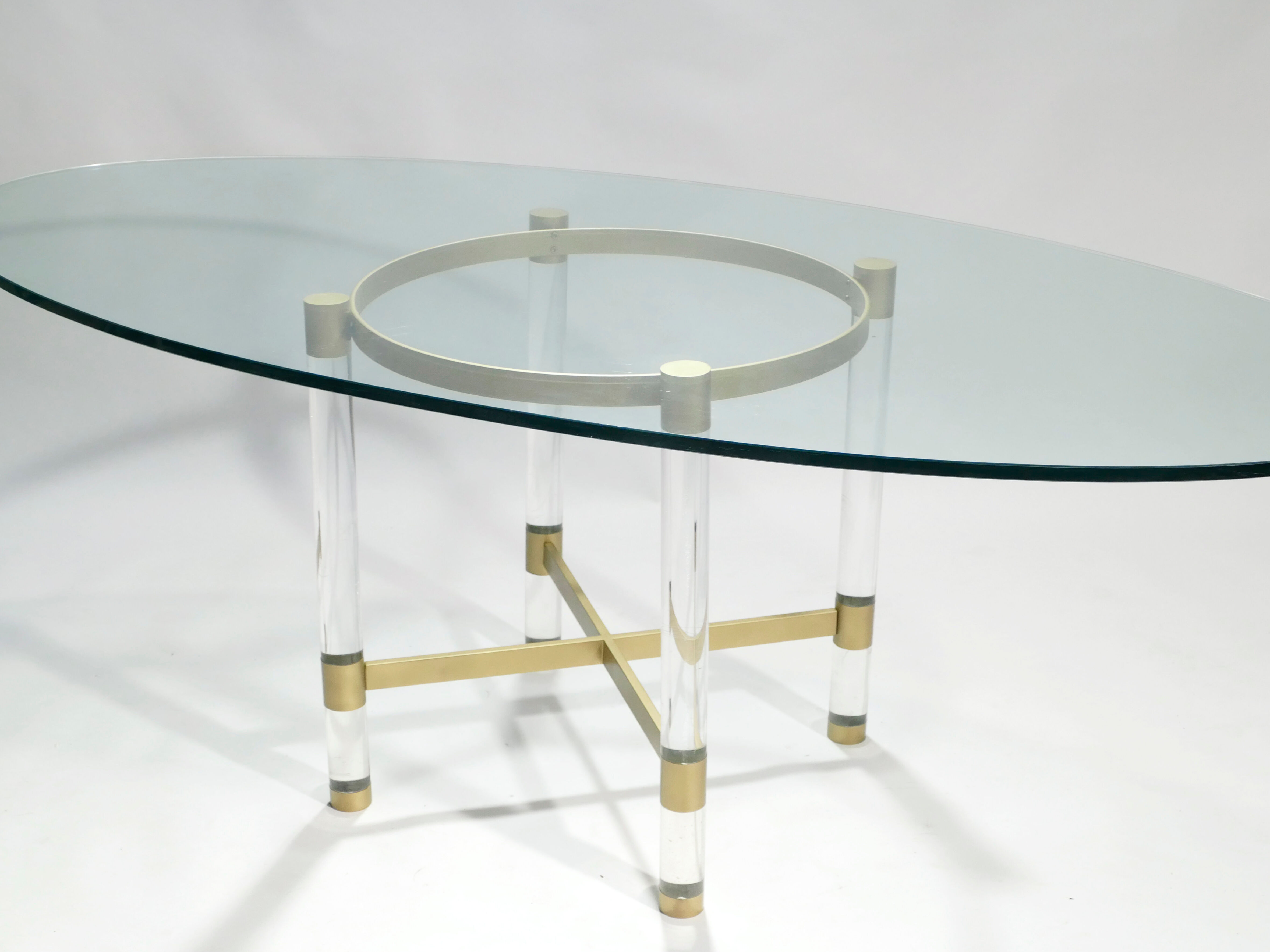 Plexi table Sandro Petti for Metalarte 1970 in brass